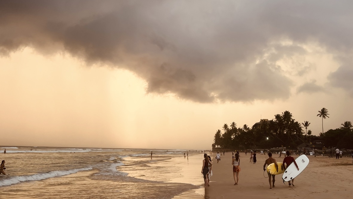 Sunset beach walk at Ahangama